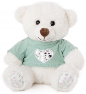 Плюшена играчка Амек Тойс - Мече със зелена тениска, 20 cm