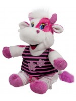 Плюшена играчка Амек Тойс - Розова кравичка с блузка, 25 сm