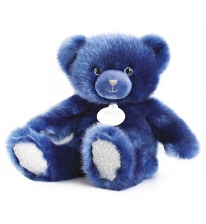 Плюшена играчка Doudou - Мече, 30 cm, тъмносиньо