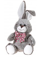 Плюшена играчка Heunec - Зайче с карирана панделка, кафяво, 30 cm