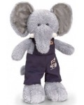 Плюшена играчка Keel toys - Африкански животни с гащеризони, слон, 20 cm