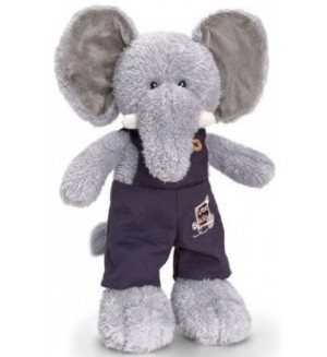 Плюшена играчка Keel toys - Африкански животни с гащеризони, слон, 20 cm Плюшена играчка Keel toys - Африкански животни с гащеризони, слон, 20 cm