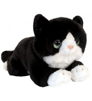Плюшена играчка Keel Toys - Черна котка с бели петна, 32 cm