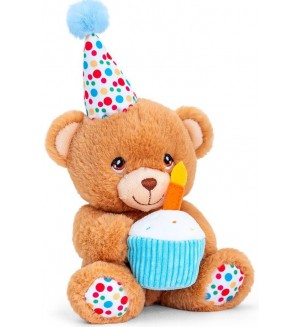 Плюшена игрaчка Keel Toys - Happy Birthday, мече, 15 cm