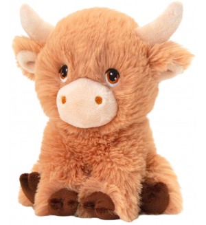 Плюшена играчка Keel Toys Keeleco - Кафява рунтава крава, 25 cm