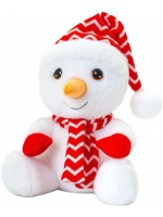 Плюшена играчка Keel Toys Keeleco - Снежен човек с шапка и шал, 20 cm