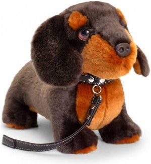 Плюшена играчка Keel Toys -  Куче Дакел, с каишка, 30 cm