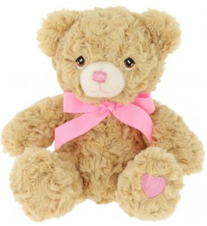 Плюшена играчка Keel Toys - Мече Теди, с розово сърце и панделка, 25 cm