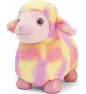 Плюшена играчка Keel Toys - Стояща овца, 20 cm, розово и жълто