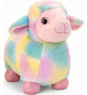 Плюшена играчка Keel Toys - Стояща овца, 20 cm, синьо и жълто