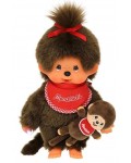 Плюшена играчка Monchhichi - Classic girl, Маймунка с бебе, 20 cm