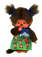 Плюшена играчка Monchhichi - Camping Dress Girl, Маймунка, 20 cm