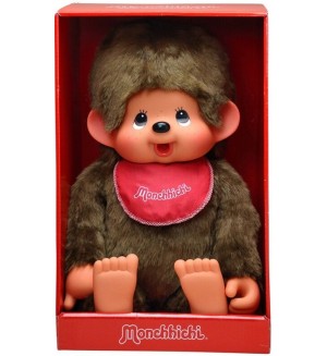 Плюшена играчка Monchhichi - Маймунка момченце с червен лигавник, 80cm