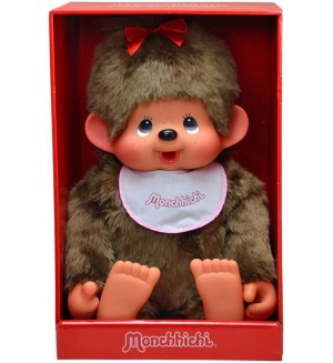 Плюшена играчка Monchhichi - Маймунка момиче с лигавник,  80cm