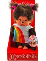 Плюшена играчка Monchhichi - С рокля на дъга, 20 cm