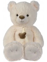 Плюшена играчка Nicotoy - Мече с панделка, кремаво, 55 сm