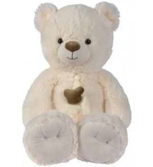 Плюшена играчка Nicotoy - Мече с панделка, кремаво, 55 сm