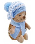 Плюшена играчка Orange Toys Life - Настръхналият таралеж, с раирана синя барета, 15 cm