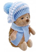 Плюшена играчка Orange Toys Life - Настръхналият таралеж, с раирана синя барета, 15 cm