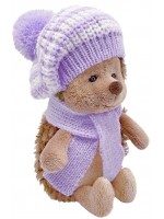 Плюшена играчка Orange Toys Life - Пухкавият таралеж, с раирана лилава барета, 15 cm