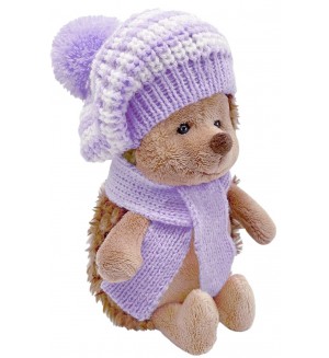Плюшена играчка Orange Toys Life - Пухкавият таралеж, с раирана лилава барета, 15 cm