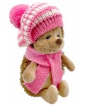 Плюшена играчка Orange Toys Life - Пухкавият таралеж, с раирана розова барета, 15 cm