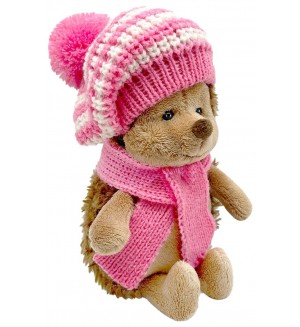 Плюшена играчка Orange Toys Life - Пухкавият таралеж, с раирана розова барета, 15 cm