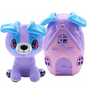 Плюшена играчка Pup a Dorables - Кученце в къщичка, светлолилаво