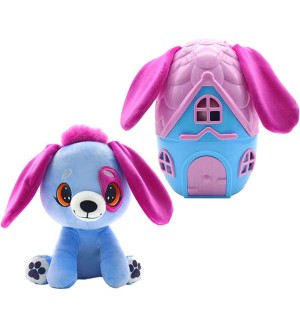 Плюшена играчка Pup a Dorables - Кученце в къщичка, светлосиньо