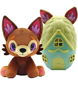 Плюшена играчка Pup a Dorables - Кученце в къщичка, тъмнокафяво