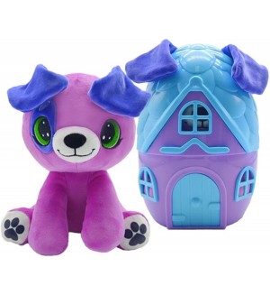 Плюшена играчка Pup a Dorables - Кученце в къщичка, тъмнорозово