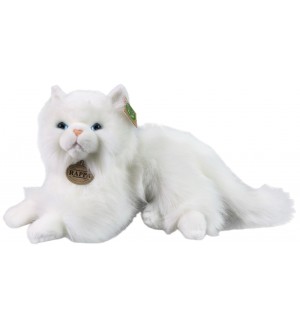 Плюшена играчка Rappa Еко приятели -  Бяла персийска котка, лежаща, 30 cm 
