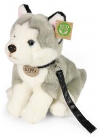 Плюшена играчка Rappa Еко приятели - Куче хъски с каишка, 28 cm