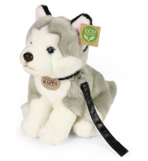 Плюшена играчка Rappa Еко приятели - Куче хъски с каишка, 28 cm
