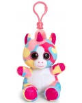 Плюшена играчка с клипс за раница Keel toys - Еднорог, шарен, 12 cm