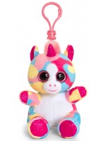 Плюшена играчка с клипс за раница Keel toys - Еднорог, шарен, 12 cm