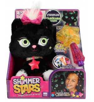Плюшена играчка Shimmer Stars - Блестящо коте, Черен диамант