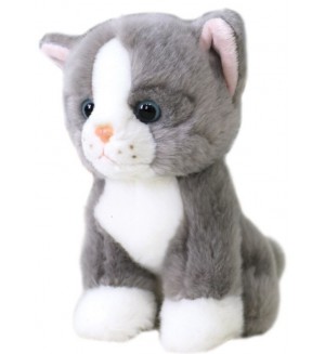 Плюшена играчка Silky - Котка, сива, 18 cm