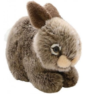 Плюшена играчка Silky - Зайче, кафяво, легнало, 18 cm