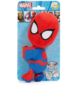 Плюшена играчка Simba Toys Marvel - Spider-Man, с лента за прикрепване, 17 cm
