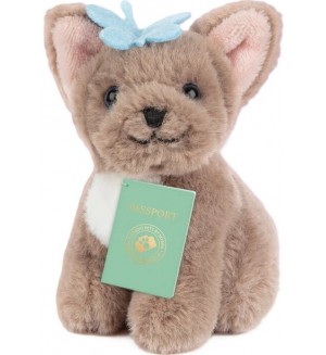 Плюшена играчка Studio Pets - Куче Биби с куфарче, паспорт и стикери, 8 cm