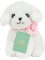 Плюшена играчка Studio Pets - Куче Флора с куфарче, паспорт и стикери, 8 cm 