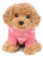 Плюшена играчка Studio Pets - Куче Пудел с блузка, Бисквитка, 23 cm