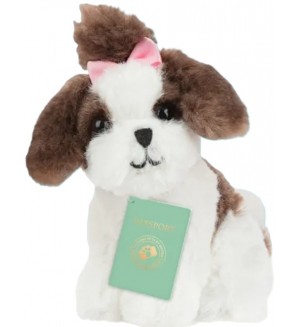 Плюшена играчка Studio Pets - Куче  Сами с куфарче, паспорт и стикери, 8 cm