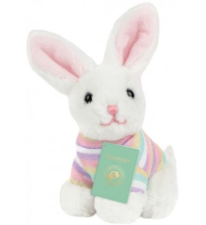 Плюшена играчка Studio Pets - Зайче БунБун с куфарче, паспорт и стикери, 8 cm 