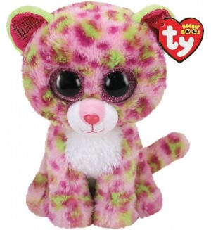 Плюшена играчка TY Toys - Леопард Lainey, розов, 24 cm