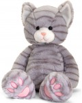 Плюшена играчка за гушкане Keel toys - Коте, сиво, 18 cm