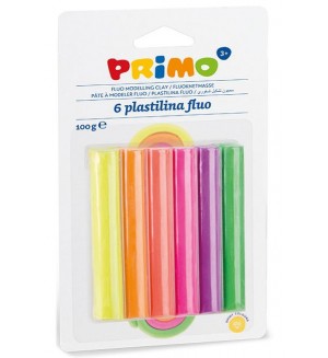 Комплект пластилин Primo Fluo - 6 цвята, 100 g