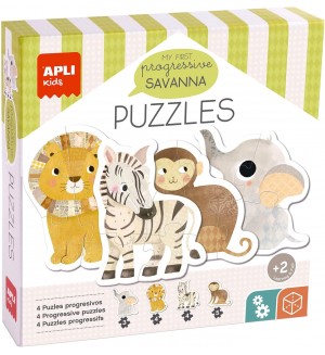 Прогресивни пъзели 4 в 1 Apli Kids - Савана