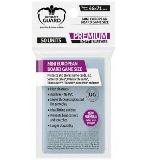 Протектори за карти Ultimate Guard Premium Soft Sleeves - Mini European (50 бр.)